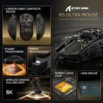 ATTACK SHARK R5 ULTRA PAW3950MAX + WIRED + 2.4G + BT TRI-MODE CONNECTION (BLACK)