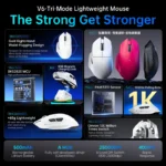 ATTACK SHARK V6 + WIRED + 2.4G + BT CONNECTIONS (BLACK)