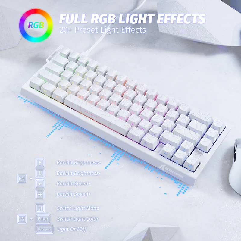 ATTACK SHARK X68 HE MAGNETIC SWITCH (WHITE CONTOUR LINE) ATTACK SHARK X68 HE MAGNETIC SWITCH (WHITE CONTOUR LINE)