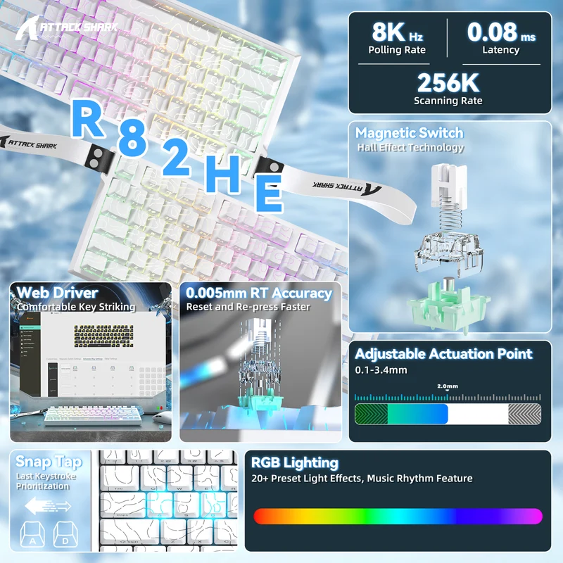 ATTACK SHARK R82 HE WIRED MAGNETIC SWITCH (WHITE CONTOUR LINE) ATTACK SHARK R82 HE WIRED MAGNETIC SWITCH (WHITE CONTOUR LINE)