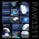 ATTACK SHARK X11 WIRED + 2.4G + BT CONNECTIONS (WHITE)