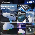 ATTACK SHARK G3PRO WIRED + 2.4G + BT CONNECTIONS (WHITE)